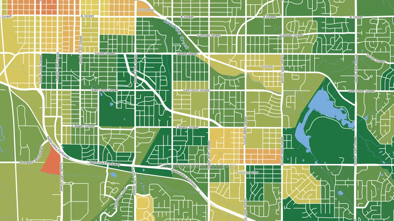 Greater South, Lincoln, NE block-group voter-turnout map