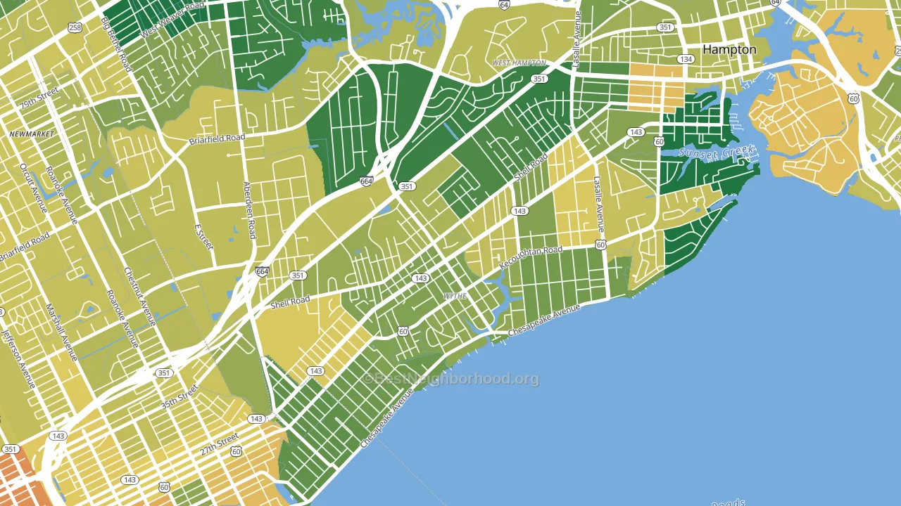 Greater Wythe, Hampton, VA block-group voter-turnout map