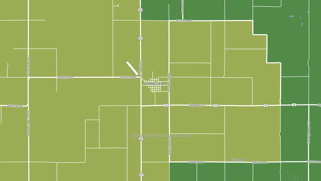 Greeley Center, NE block-group voter-turnout map