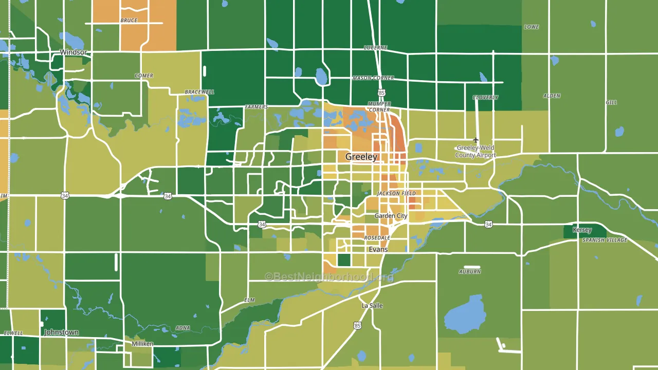 Greeley, CO block-group voter-turnout map