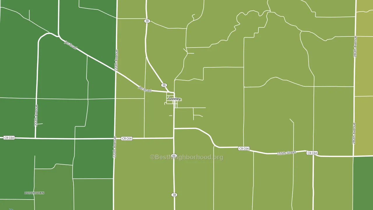 Greeley, IA block-group voter-turnout map