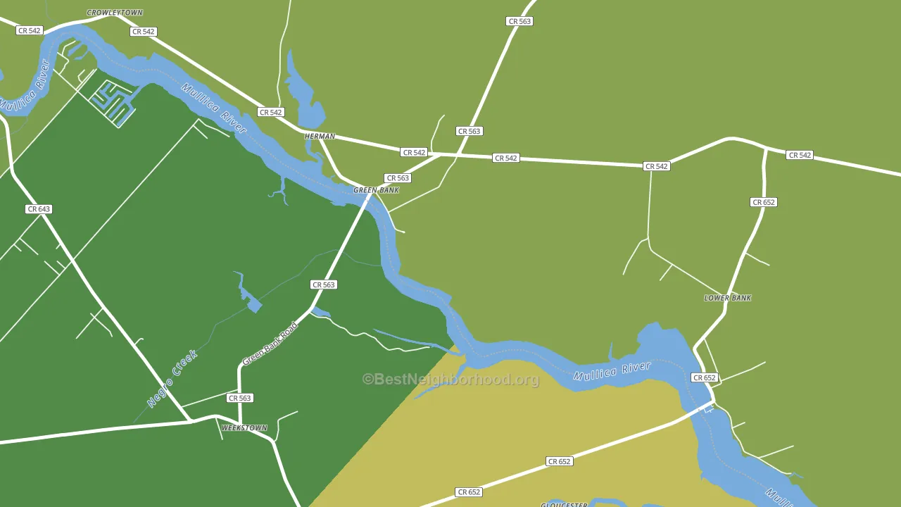 Green Bank, NJ block-group voter-turnout map