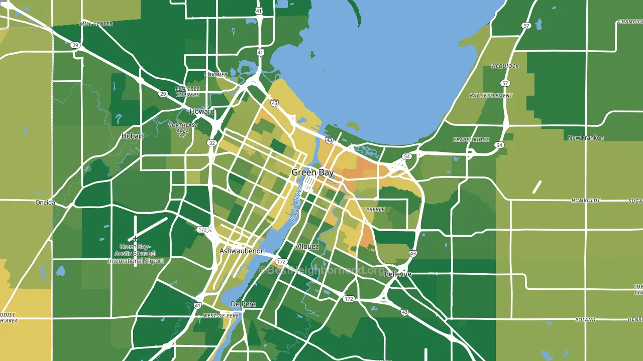 Green Bay, WI block-group voter-turnout map