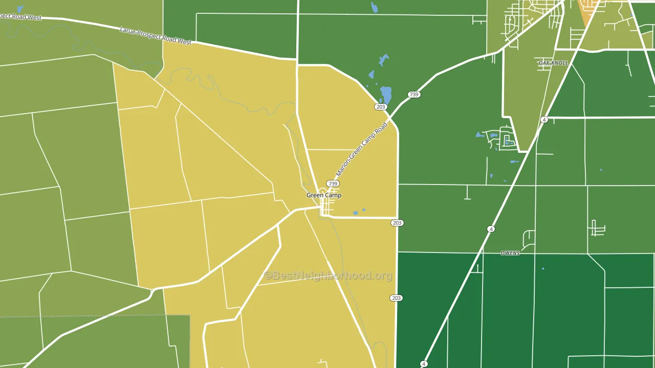 Green Camp, OH block-group voter-turnout map