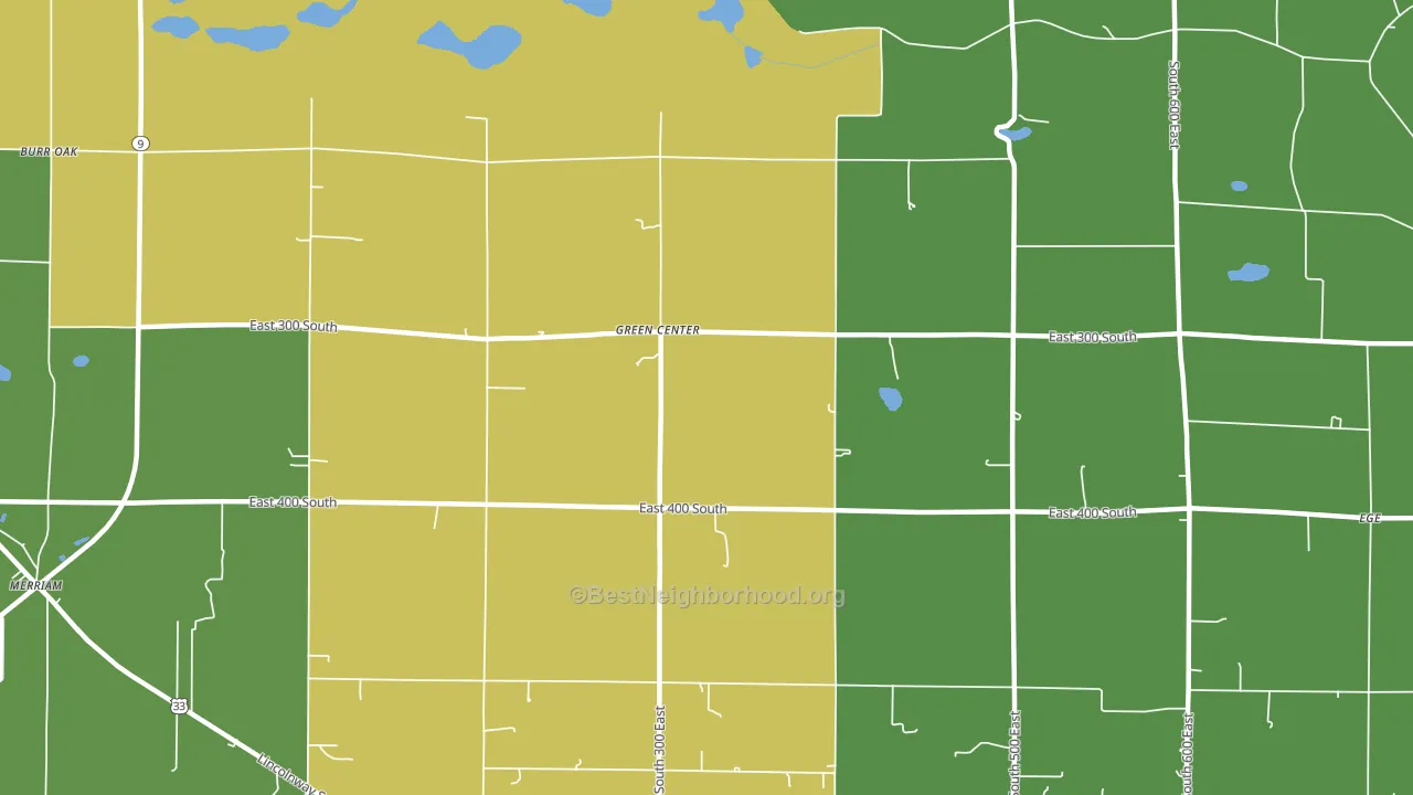Green Center, IN block-group voter-turnout map