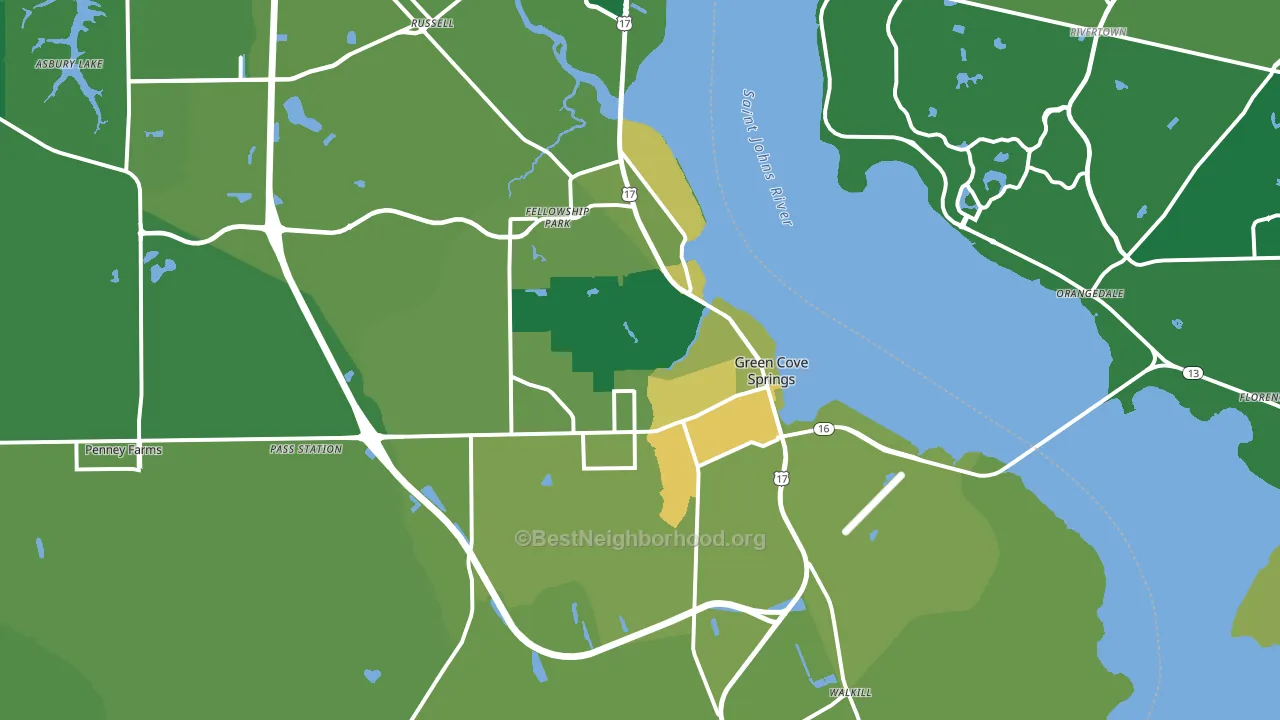 Green Cove Springs, FL block-group voter-turnout map