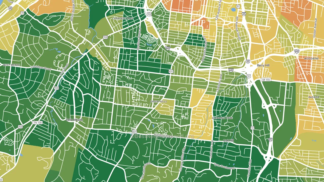 Green Hills, Nashville, TN block-group voter-turnout map