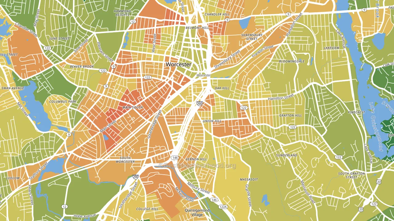 Green Island, Worcester, MA block-group voter-turnout map