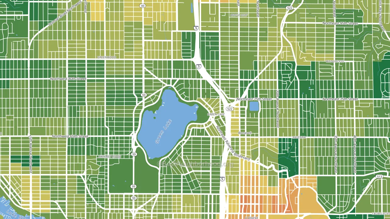 Green Lake, Seattle, WA block-group voter-turnout map