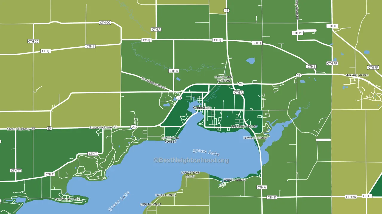 Green Lake, WI block-group voter-turnout map