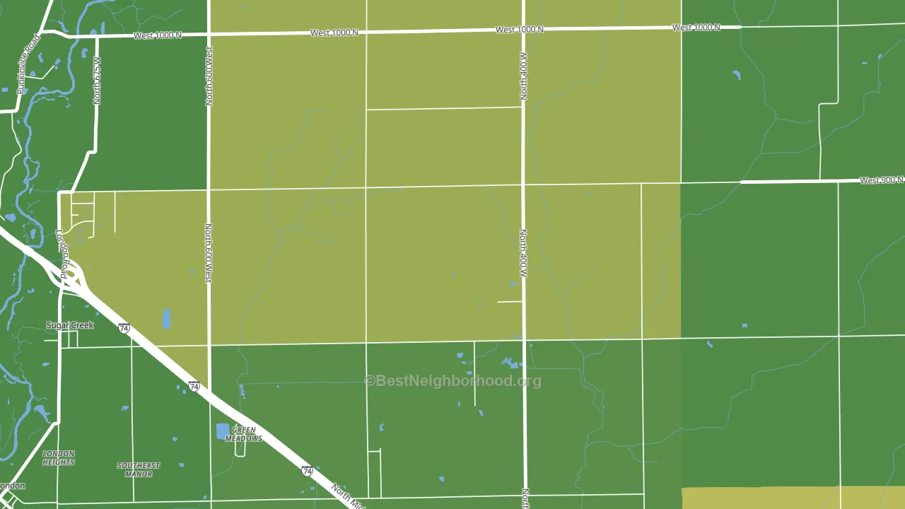 Green Meadows, IN block-group voter-turnout map