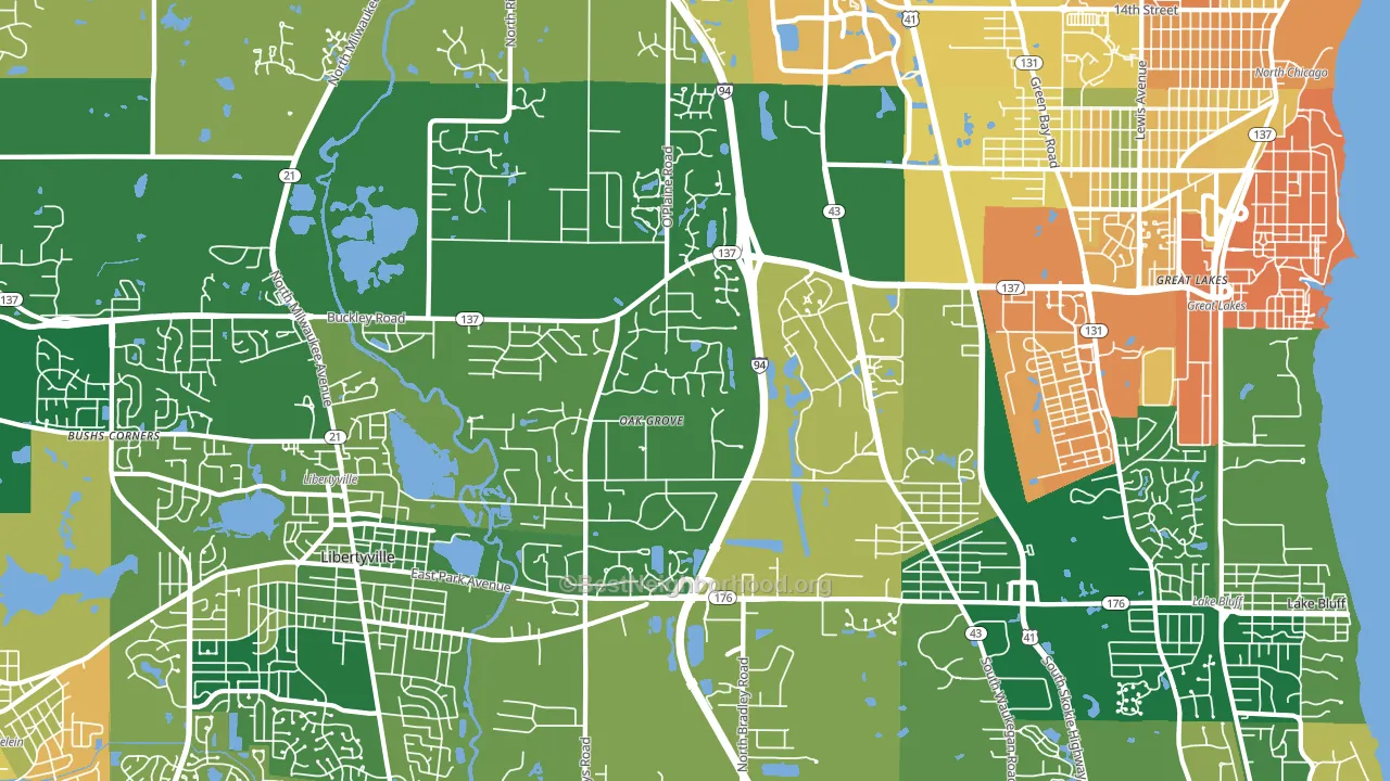 Green Oaks, IL block-group voter-turnout map