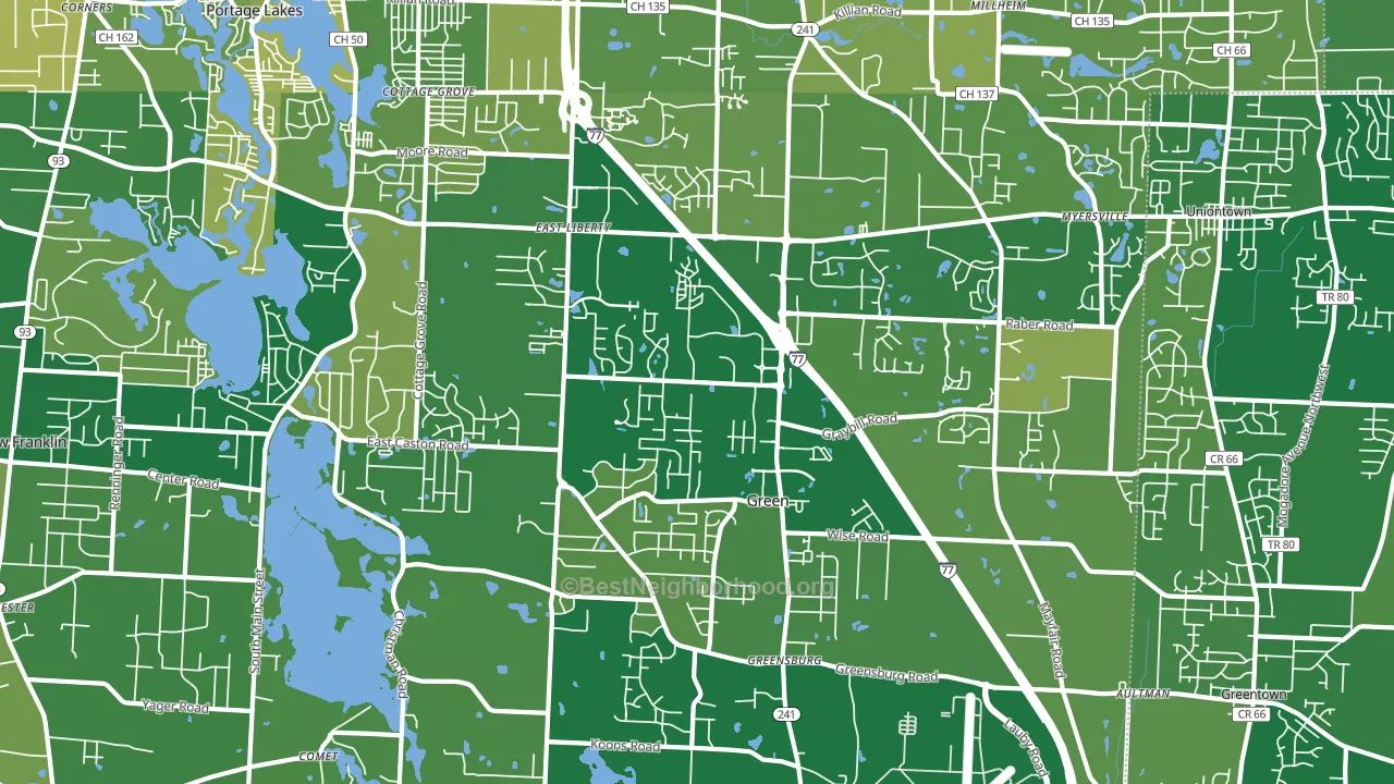 Green, OH block-group voter-turnout map