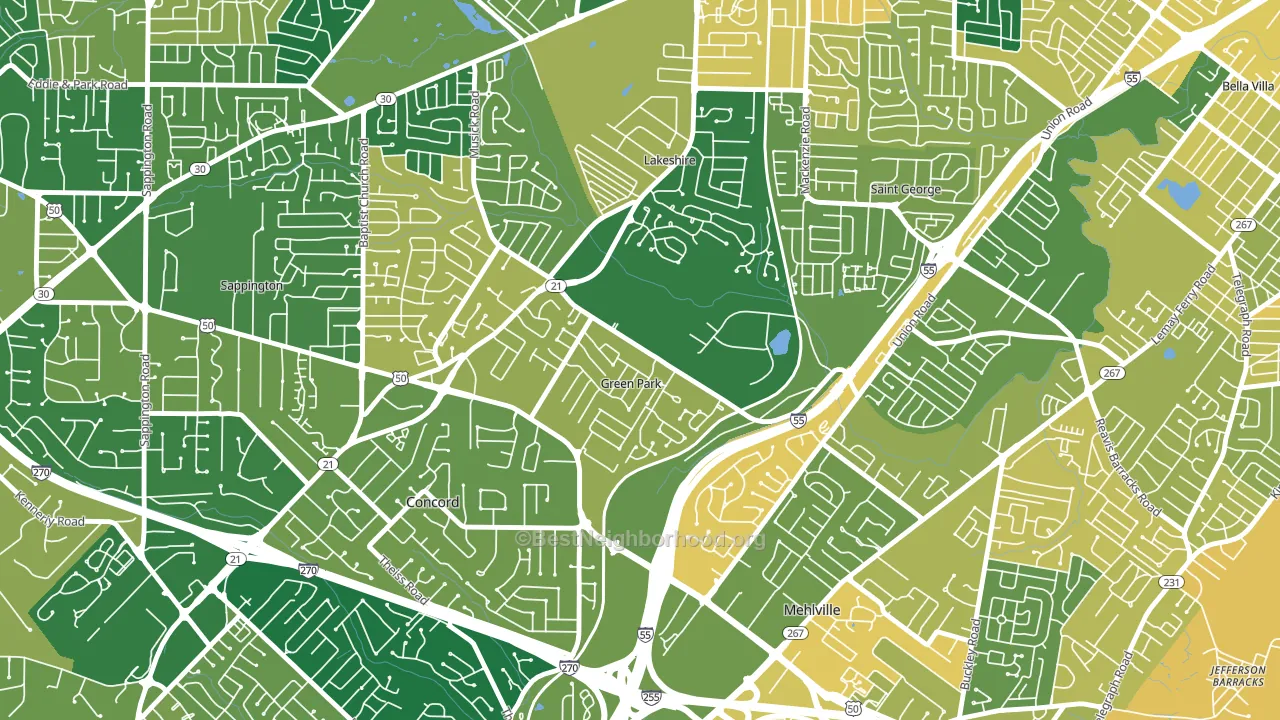 Green Park, MO block-group voter-turnout map