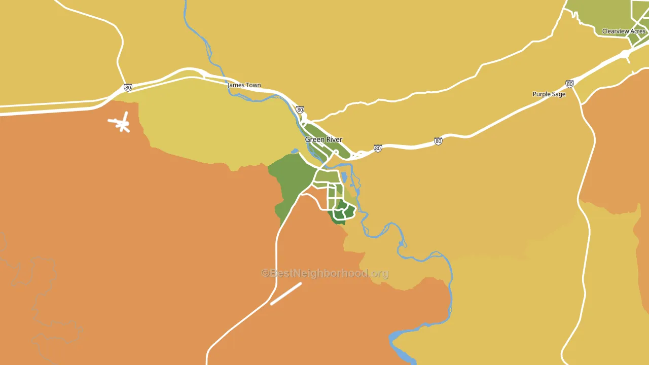 Green River, WY block-group voter-turnout map