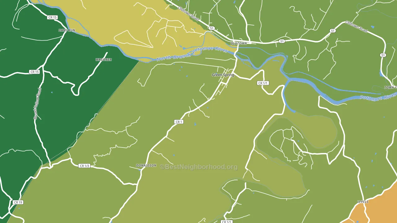 Green Spring, WV block-group voter-turnout map