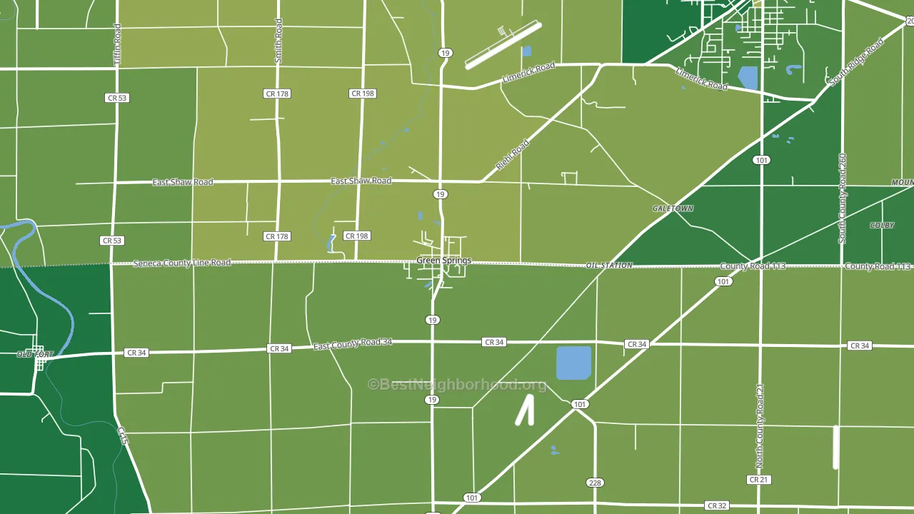 Green Springs, OH block-group voter-turnout map