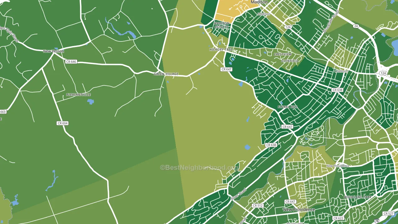 Green Village, NJ block-group voter-turnout map
