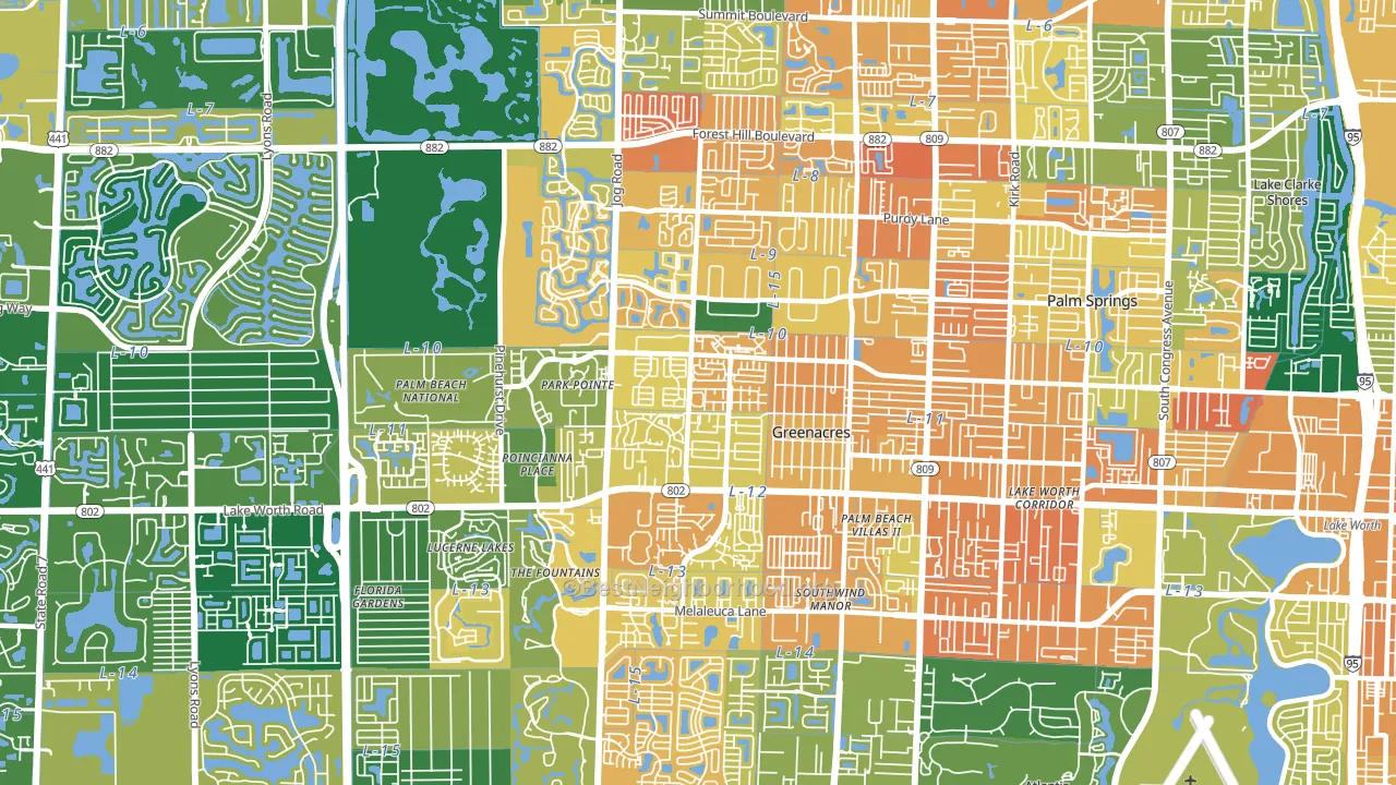 Greenacres, FL block-group voter-turnout map