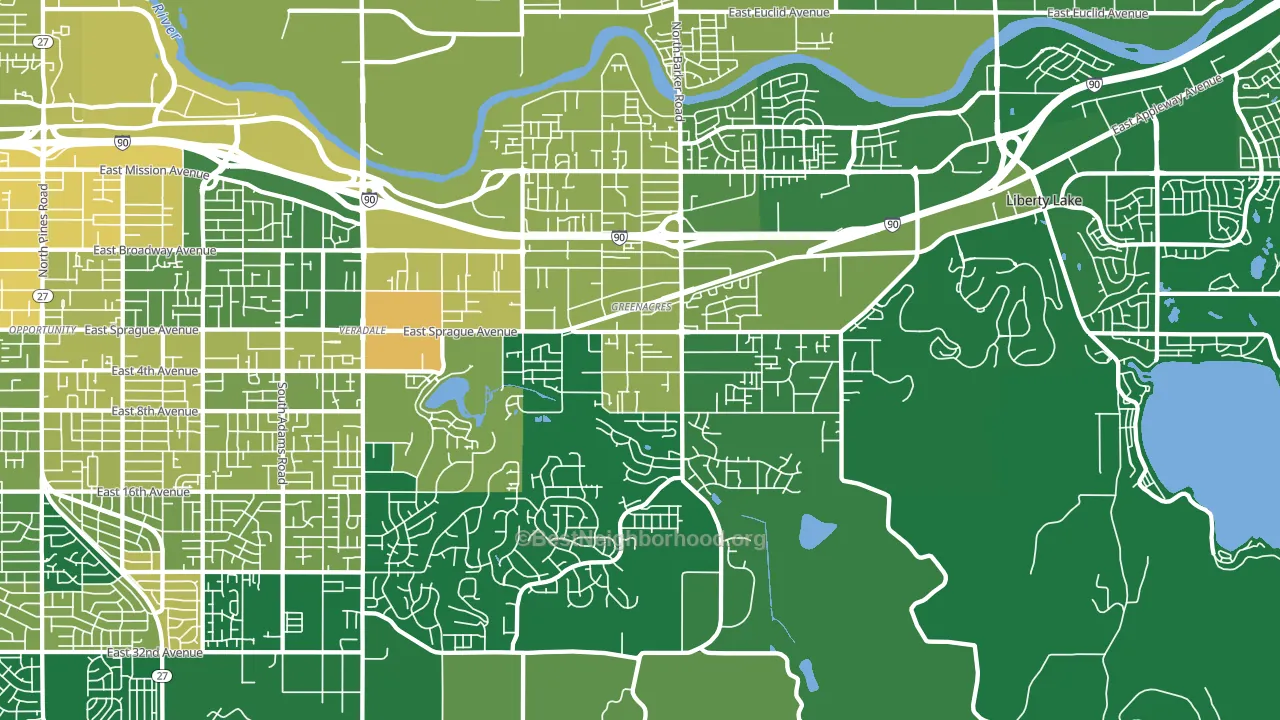 Greenacres, WA block-group voter-turnout map