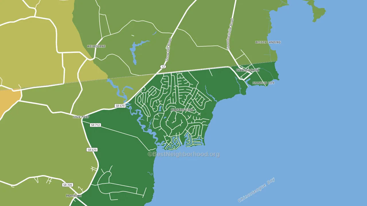 Greenbackville, VA block-group voter-turnout map