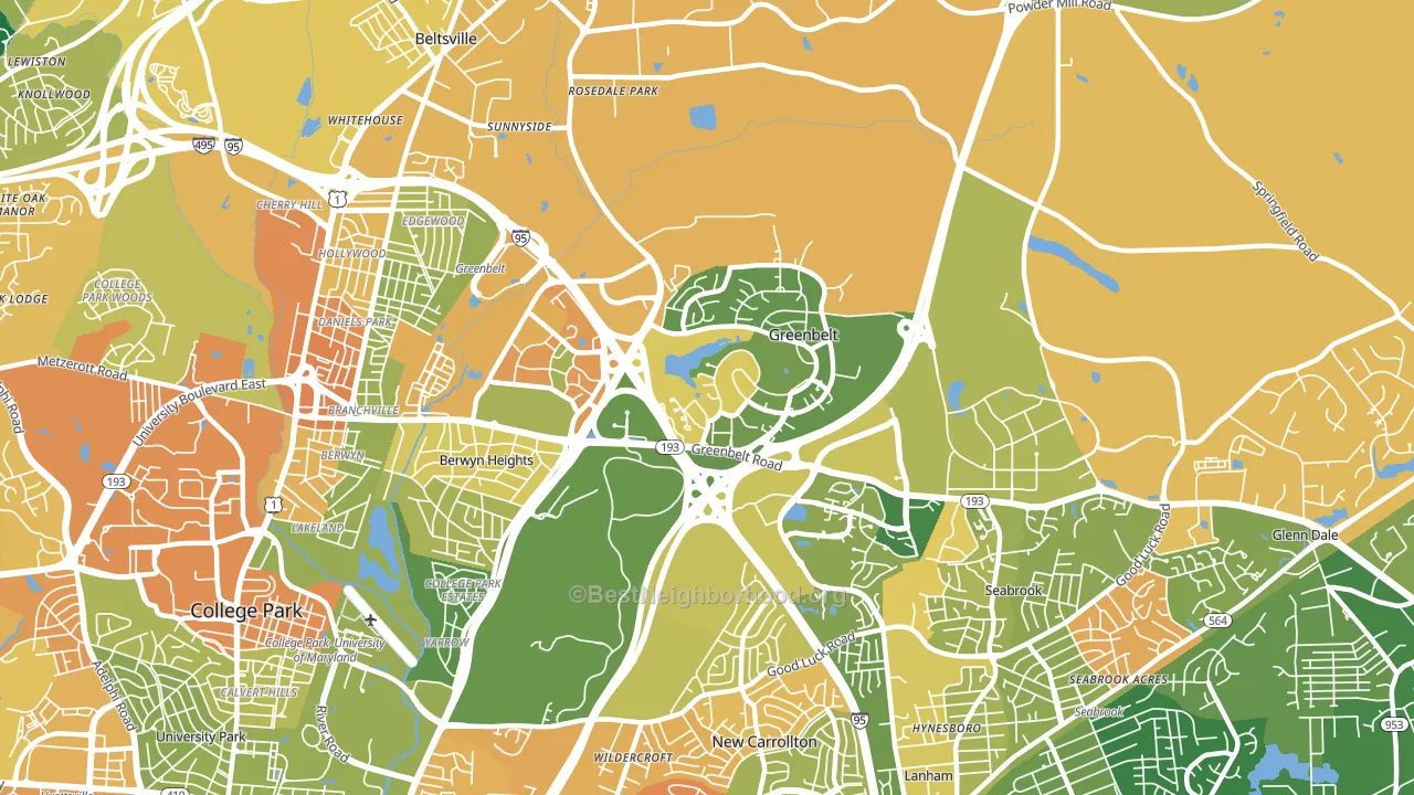 Greenbelt, MD block-group voter-turnout map