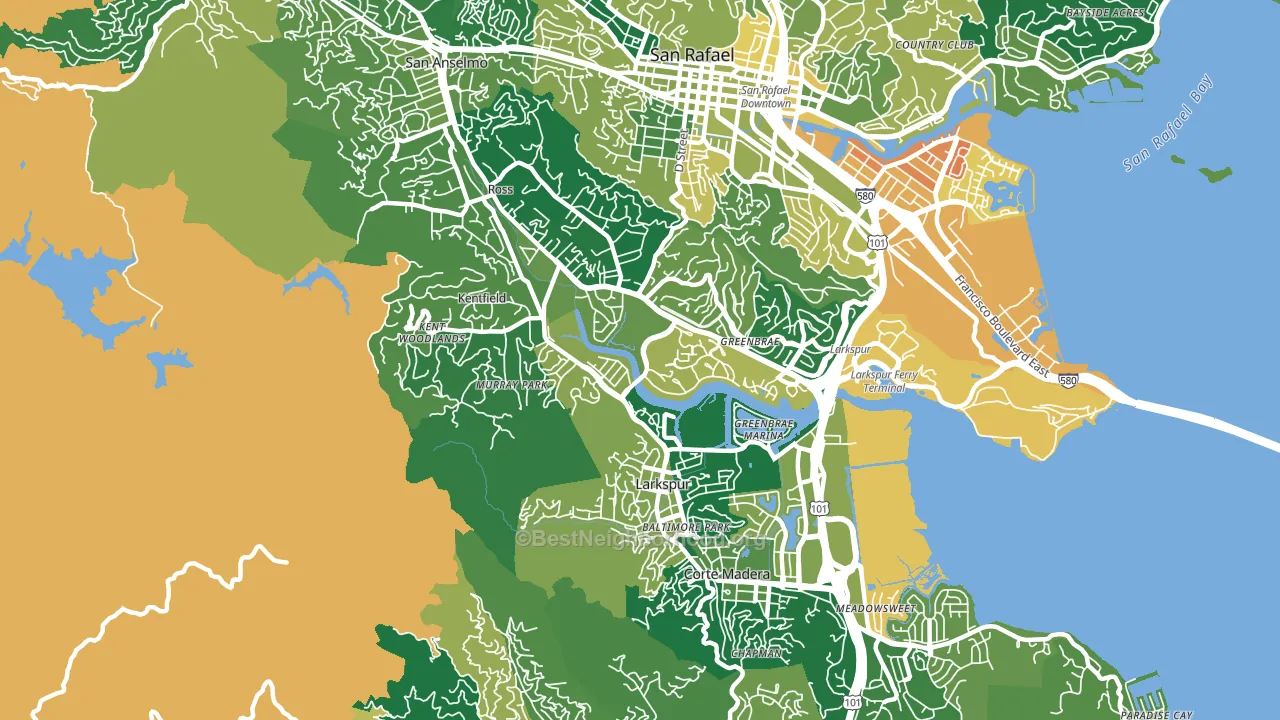 Greenbrae, CA block-group voter-turnout map