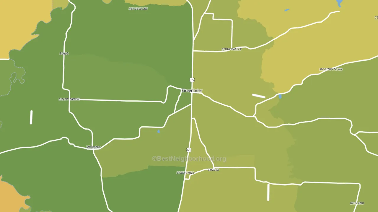 Greenbrier, AR block-group voter-turnout map
