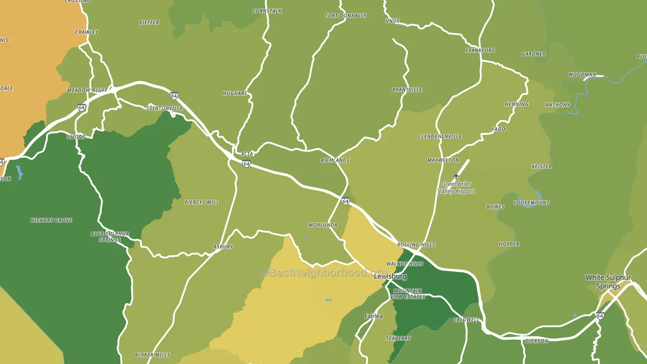 Greenbrier County, WV block-group voter-turnout map