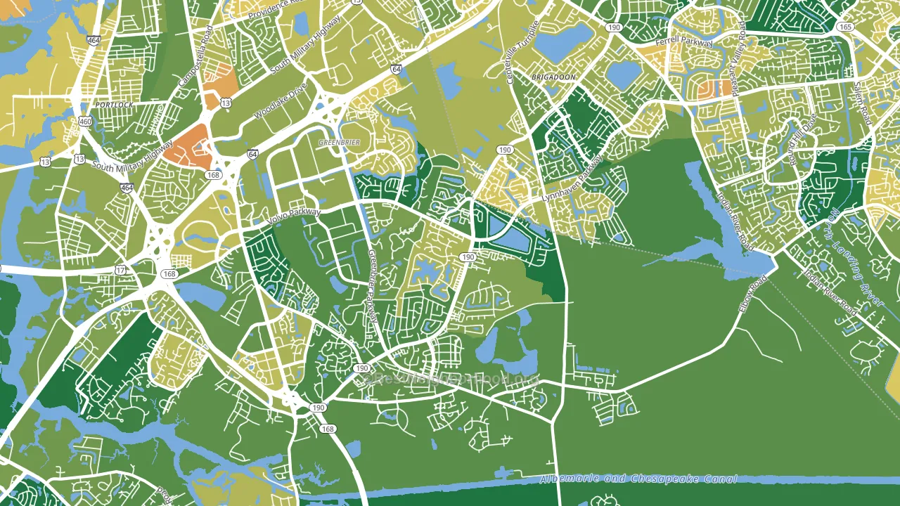 Greenbrier East, Chesapeake, VA block-group voter-turnout map
