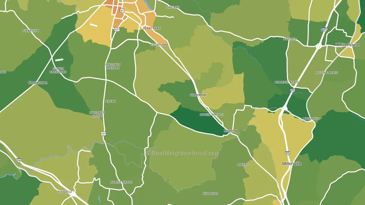 Greenbrier, TN block-group voter-turnout map