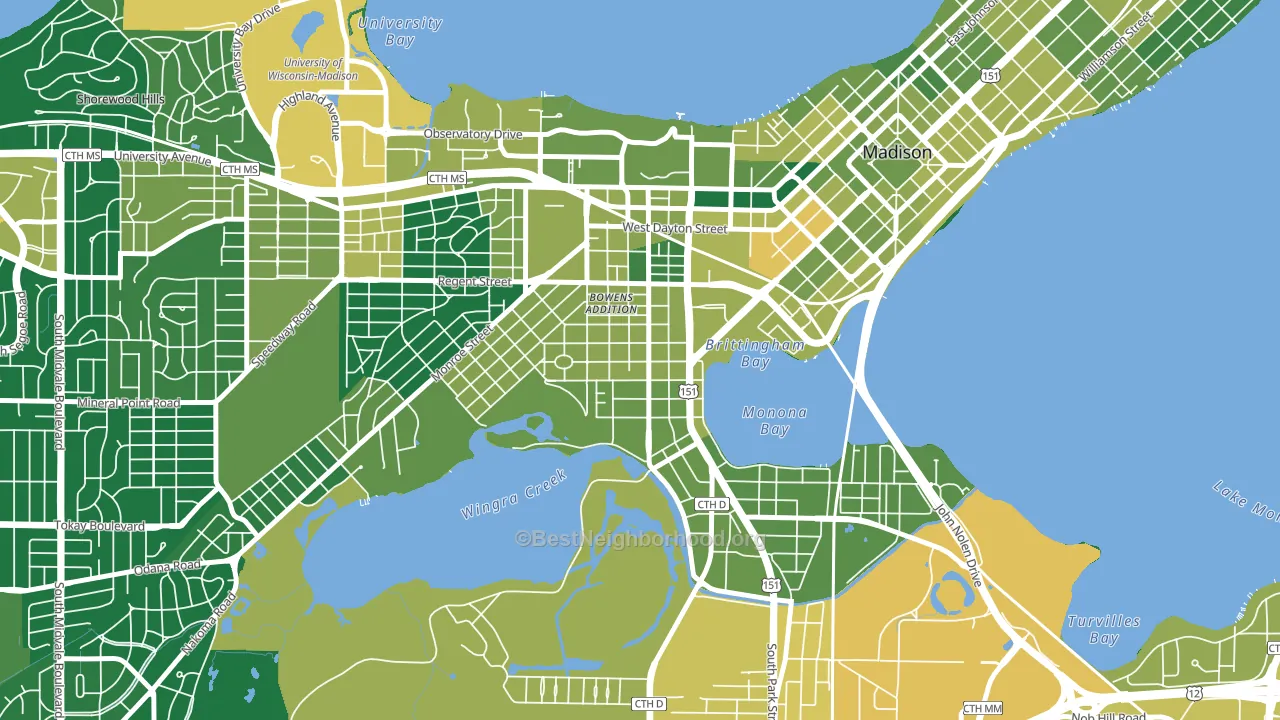 Greenbush, Madison, WI block-group voter-turnout map