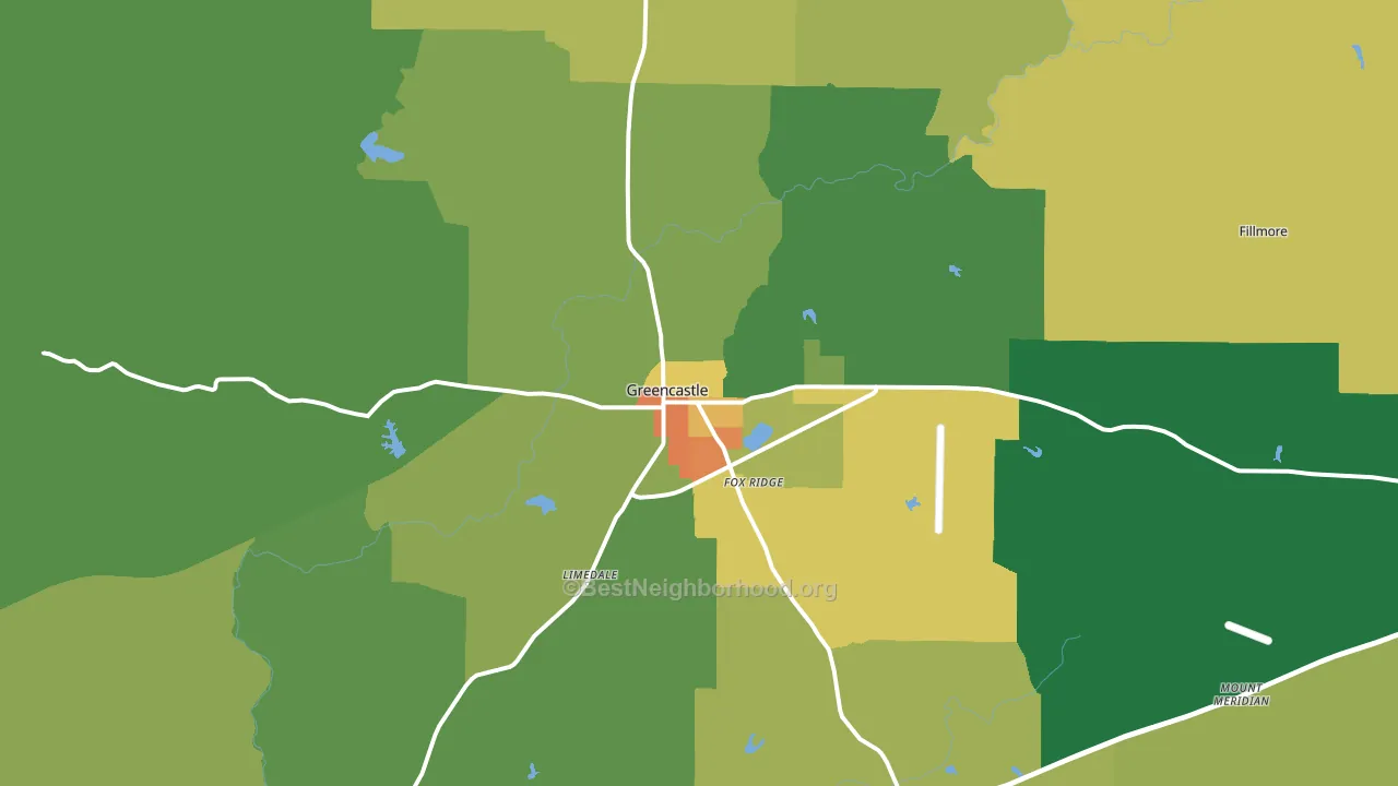 Greencastle, IN block-group voter-turnout map