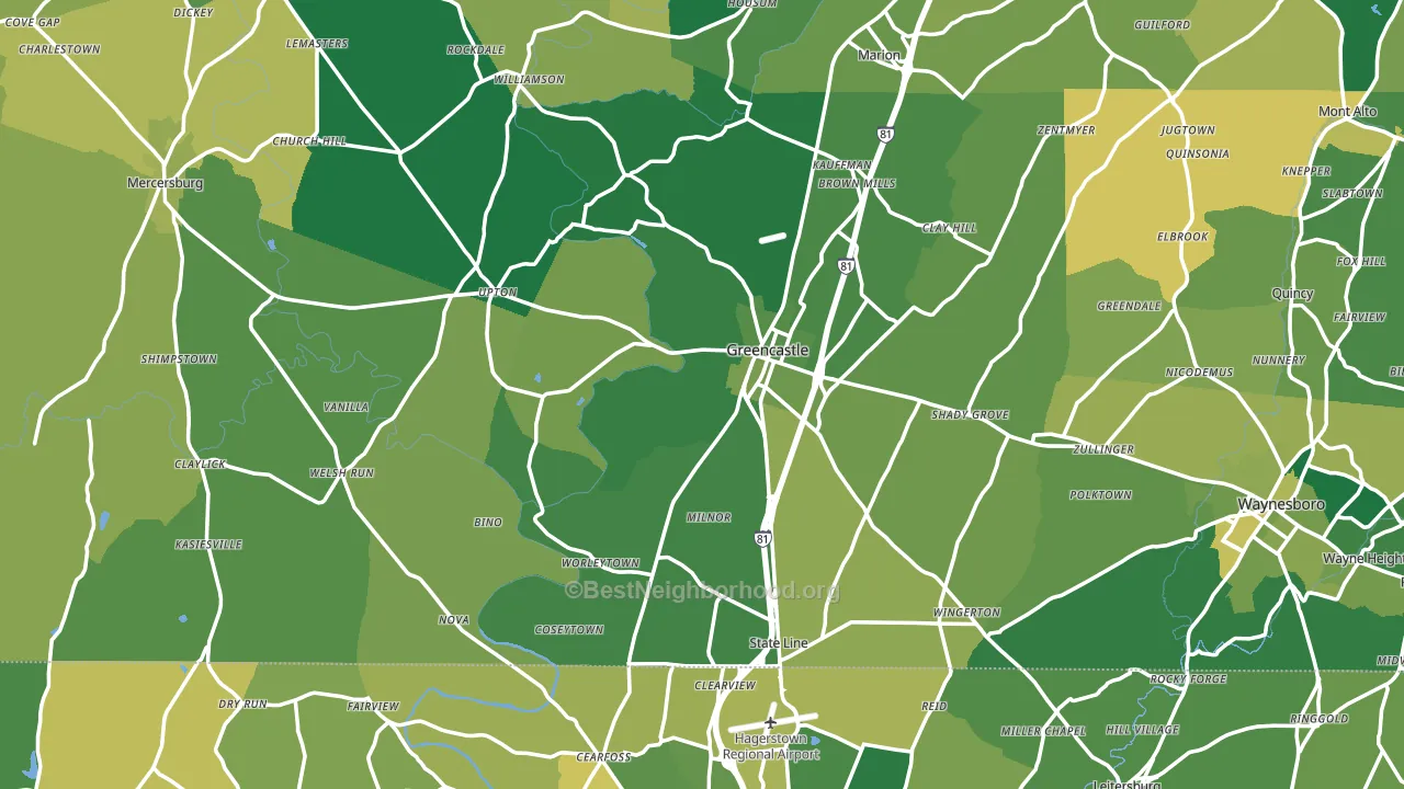 Greencastle, PA block-group voter-turnout map