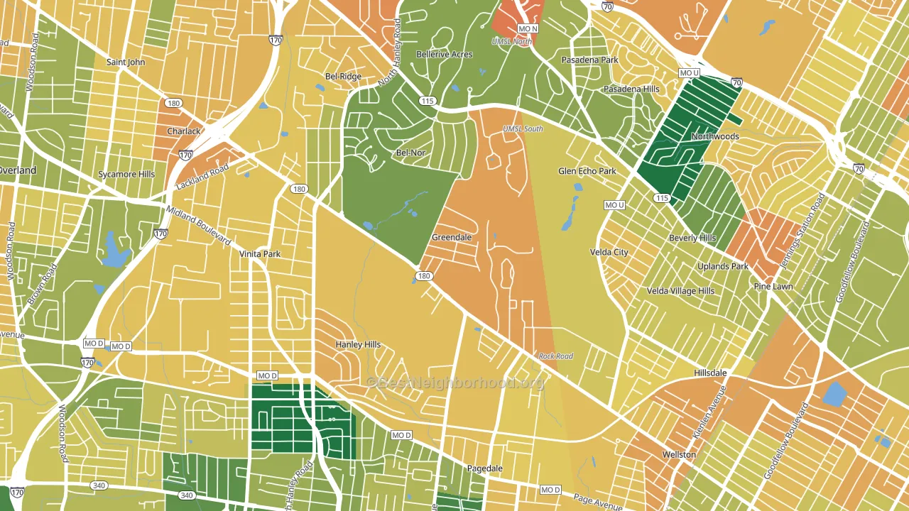 Greendale, MO block-group voter-turnout map