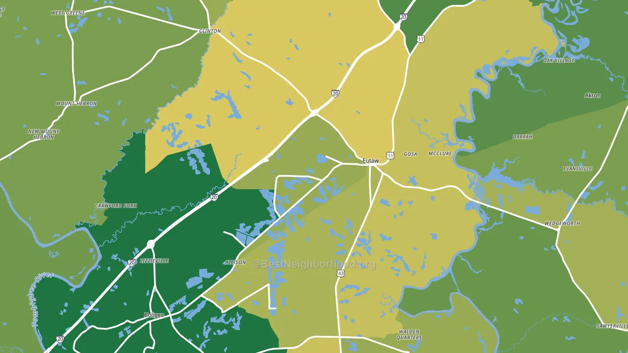 Greene County, AL block-group voter-turnout map