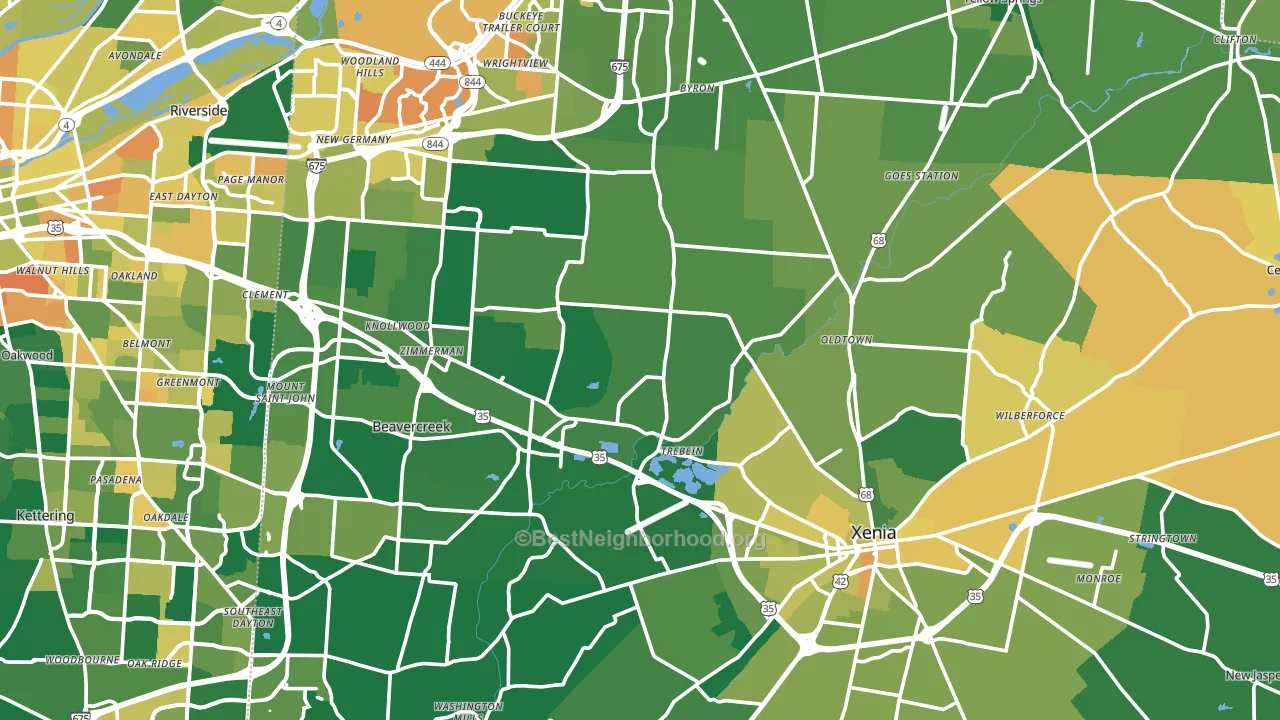 Greene County, OH block-group voter-turnout map