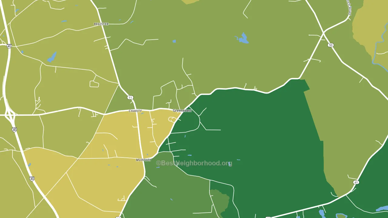 Greenevers, NC block-group voter-turnout map