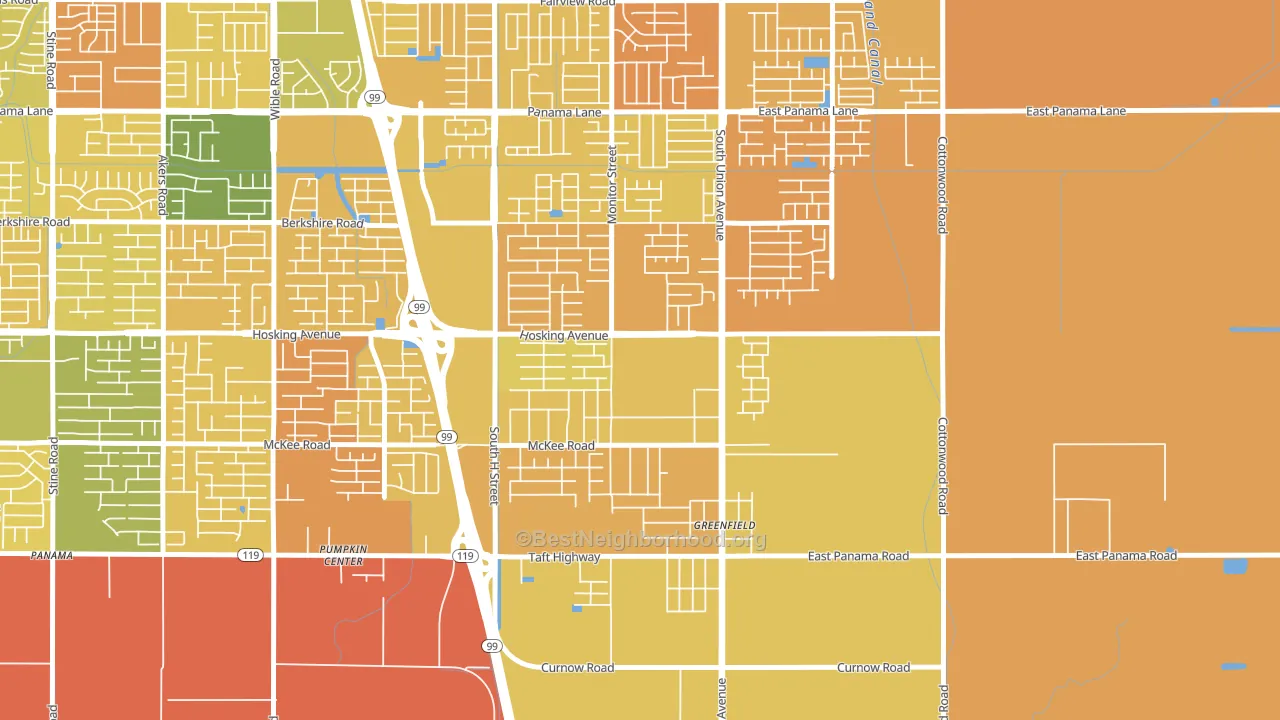 Greenfield, Bakersfield, CA block-group voter-turnout map