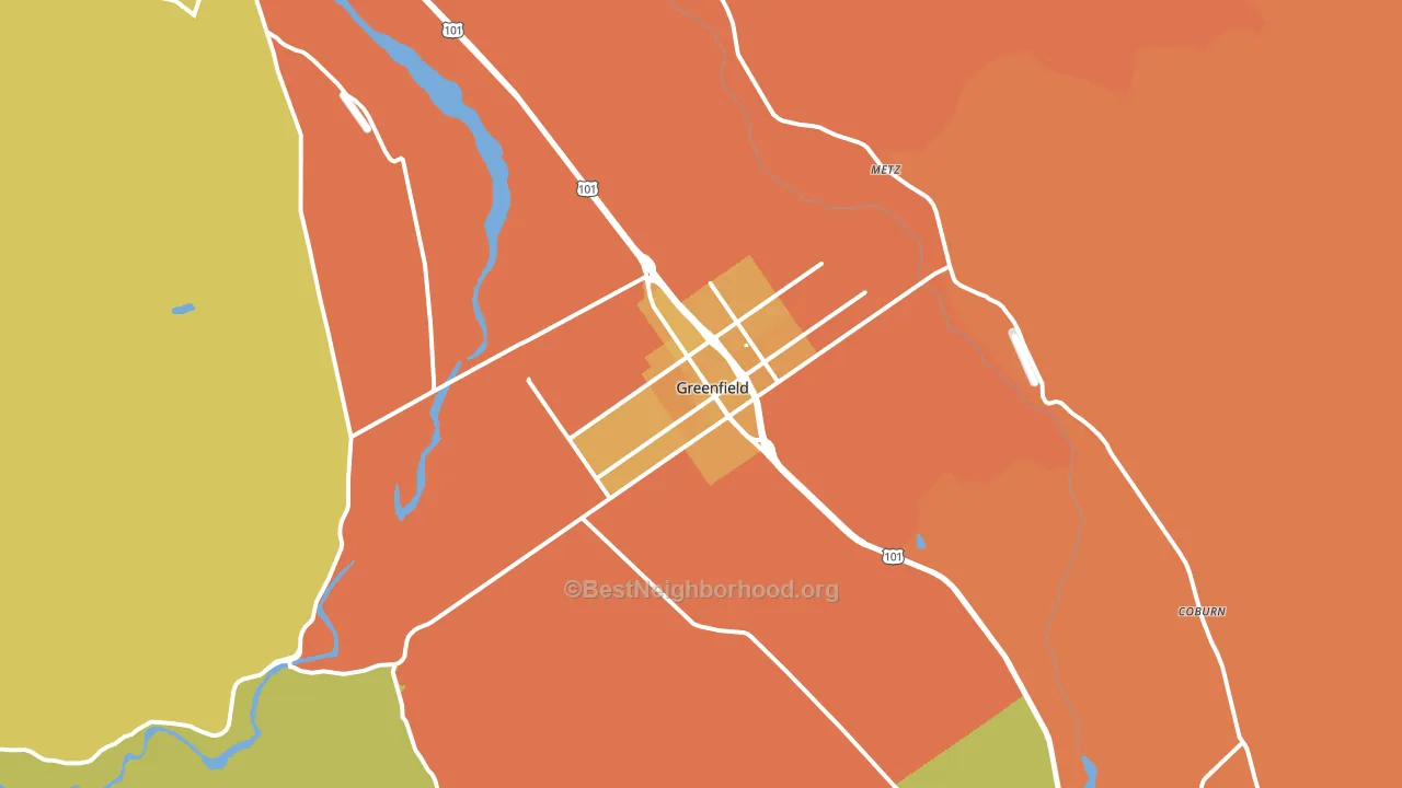 Greenfield, CA block-group voter-turnout map