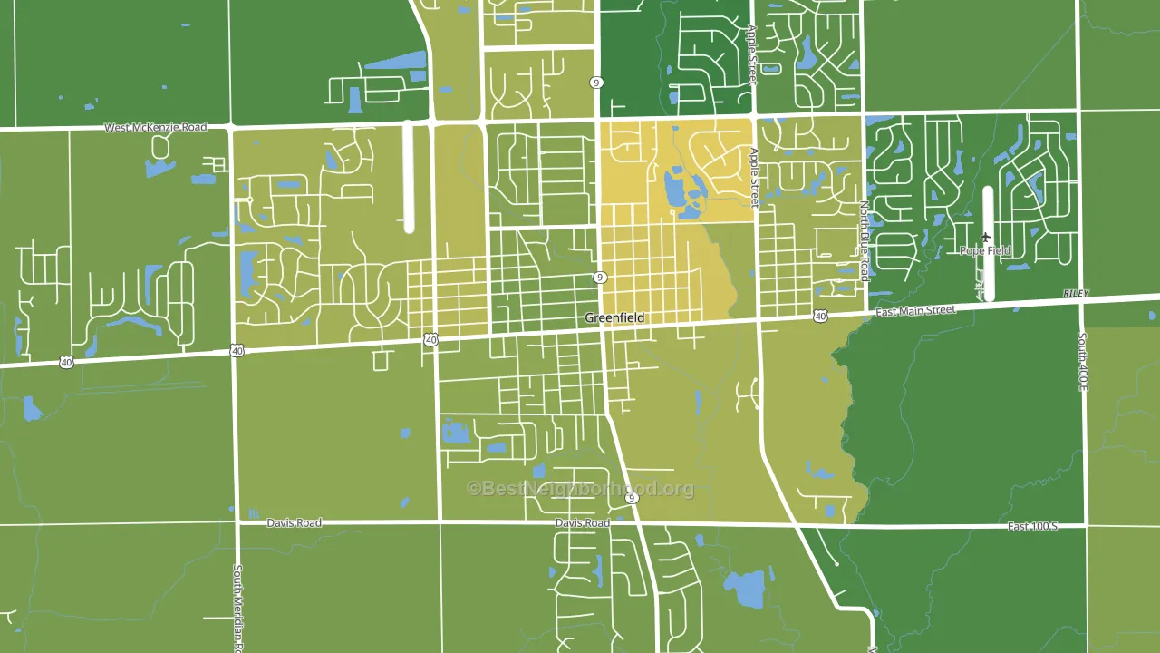 Greenfield Courthouse Square Historic District, Greenfield,  block-group voter-turnout map