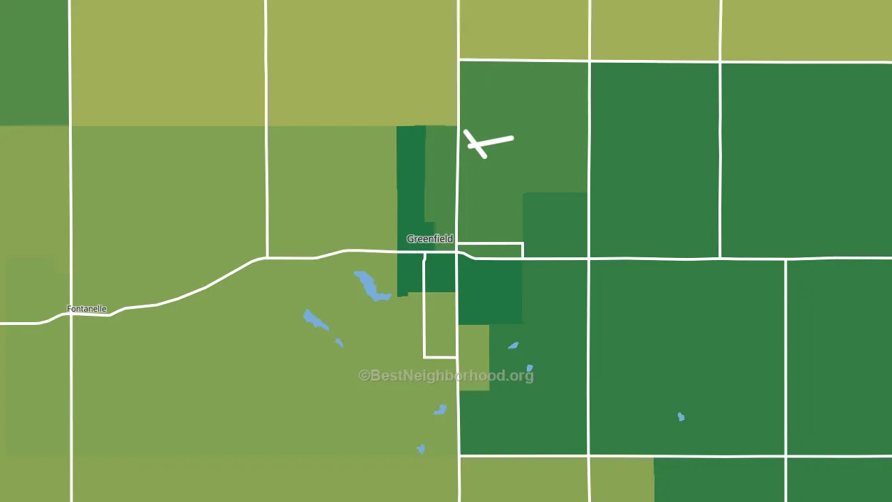 Greenfield, IA block-group voter-turnout map