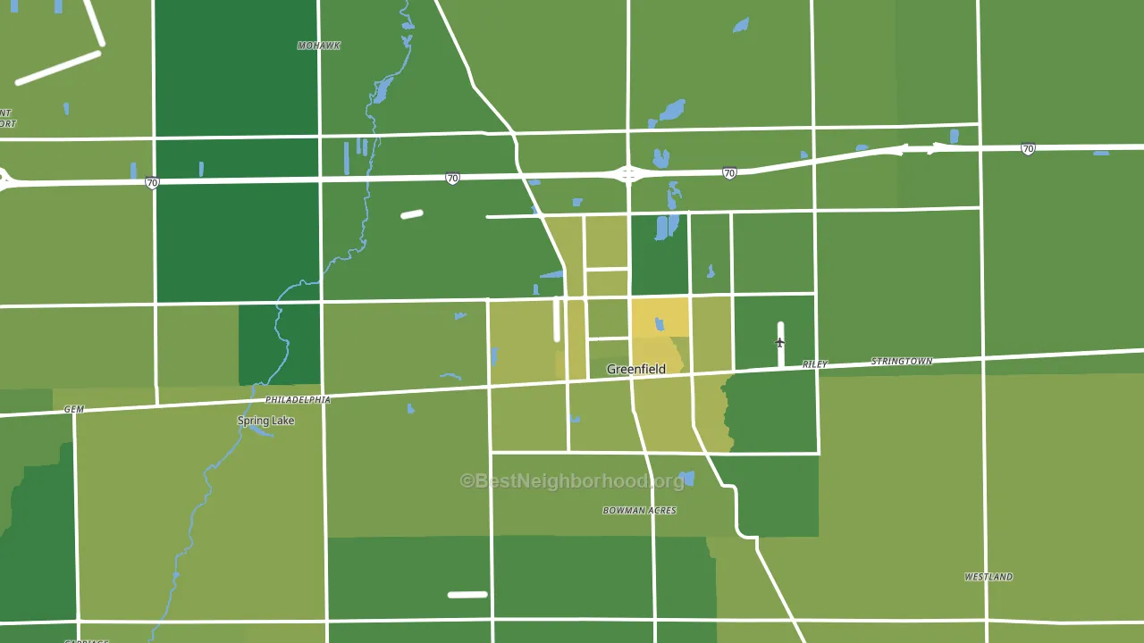 Greenfield, IN block-group voter-turnout map