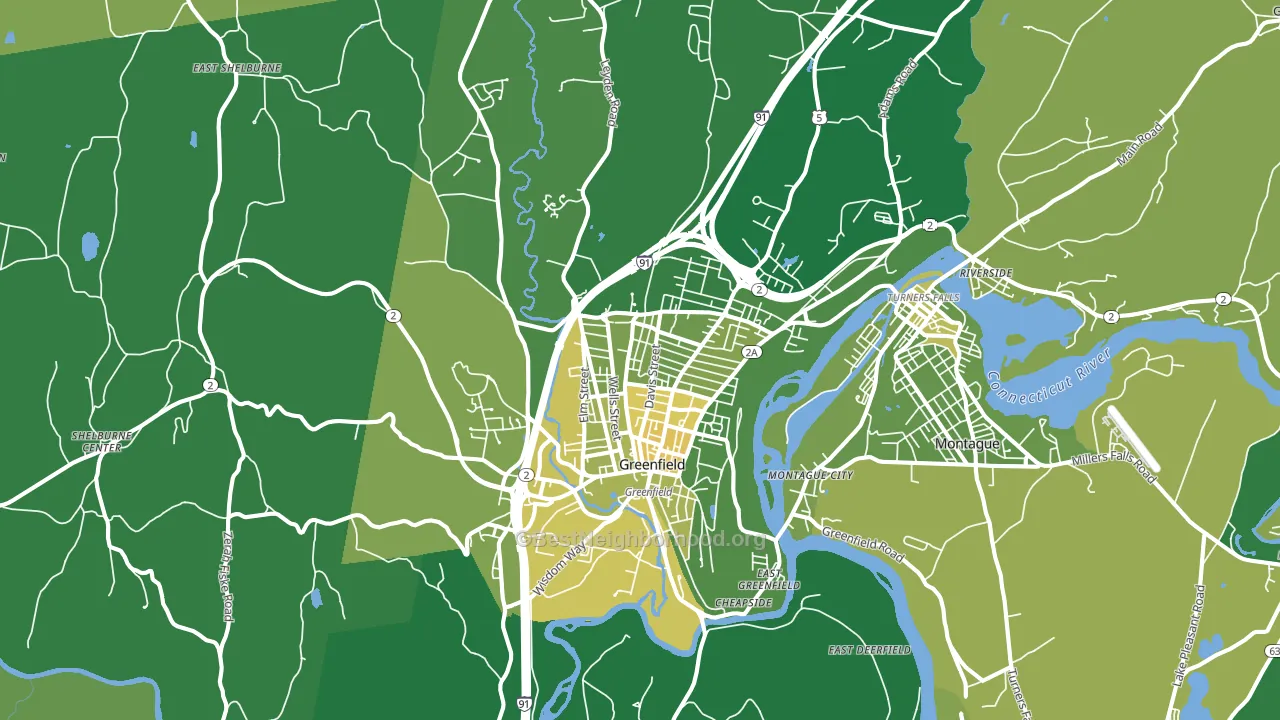 Greenfield, MA block-group voter-turnout map