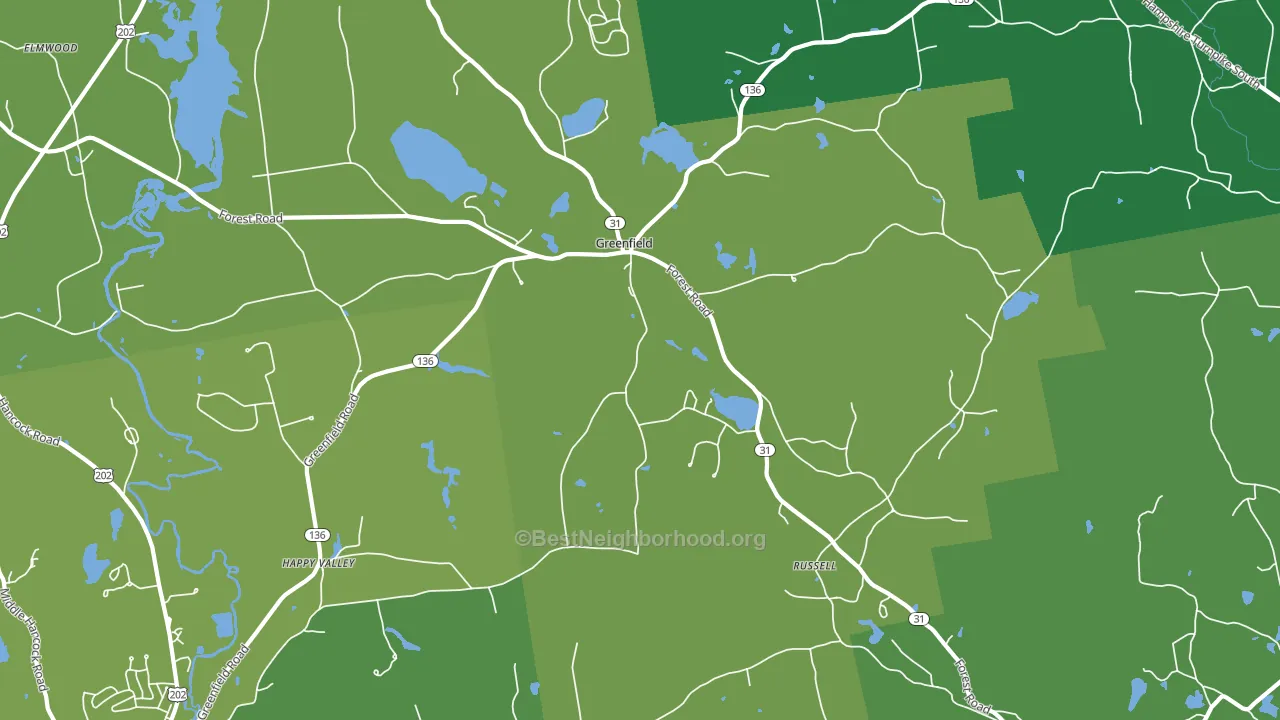 Greenfield, NH block-group voter-turnout map