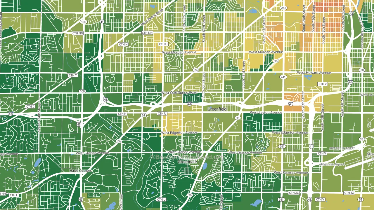 Greenfield, WI block-group voter-turnout map
