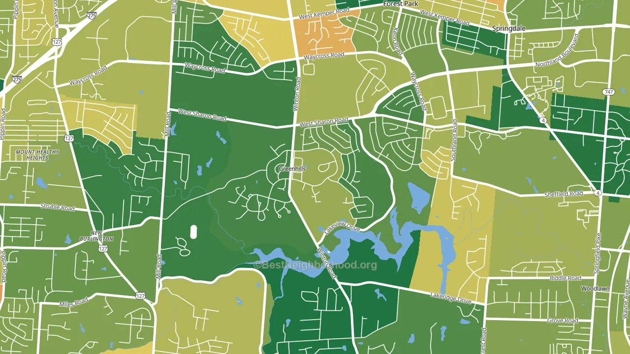 Greenhills, OH block-group voter-turnout map