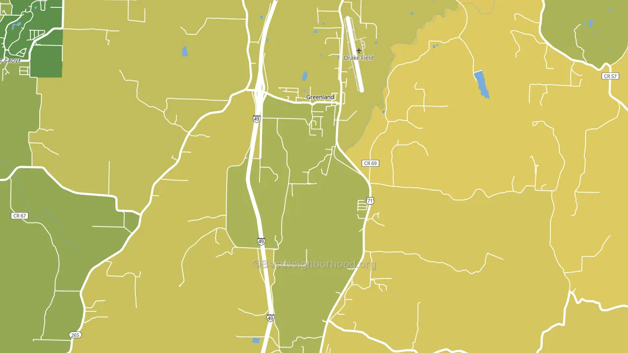Greenland, AR block-group voter-turnout map