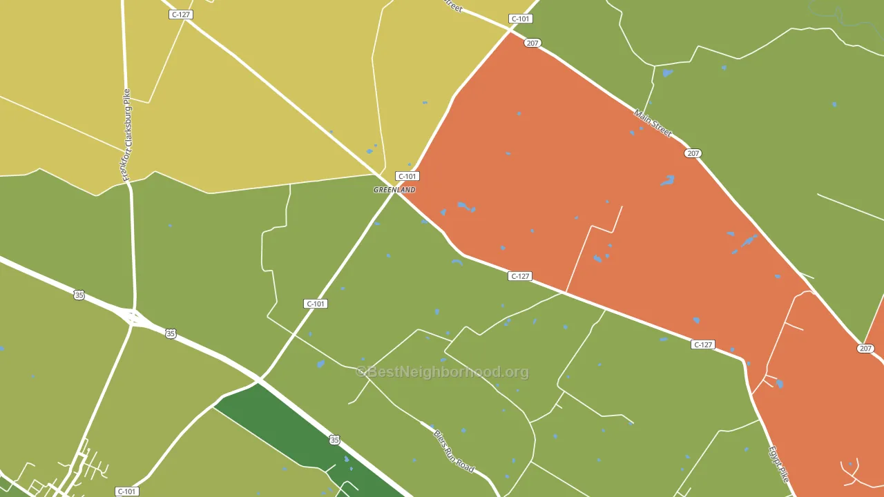 Greenland, OH block-group voter-turnout map