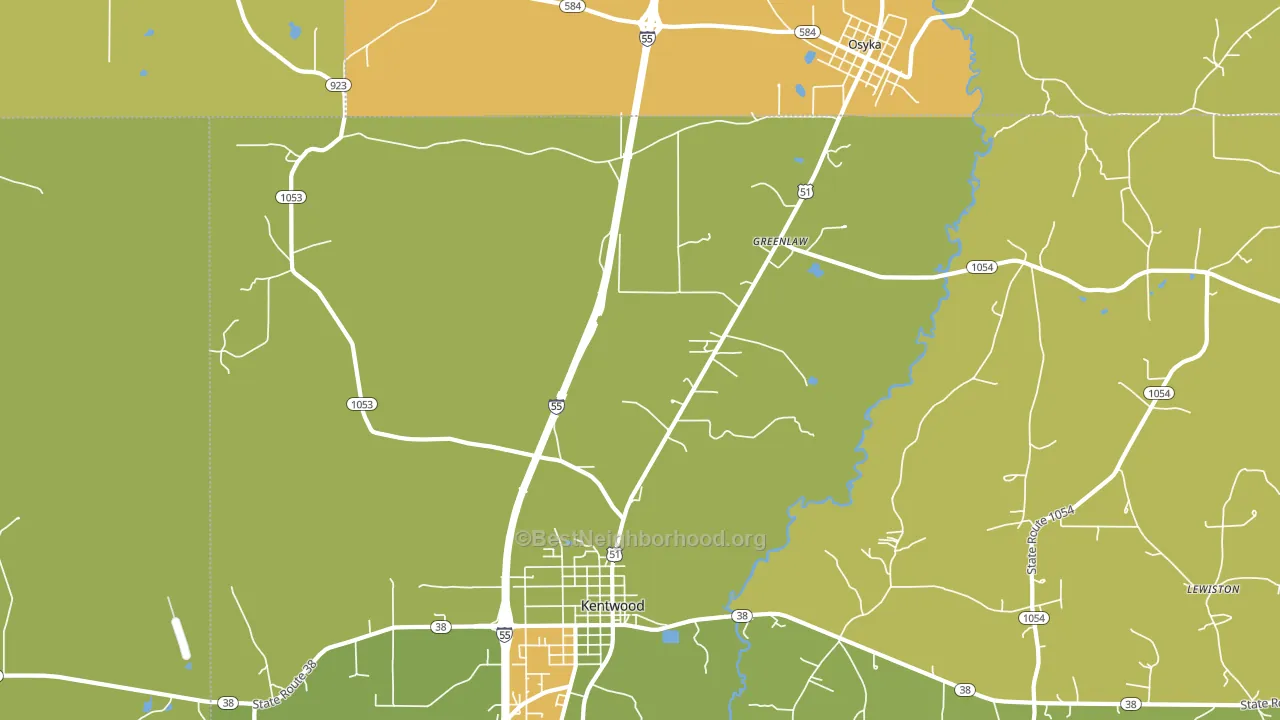 Greenlaw, LA block-group voter-turnout map